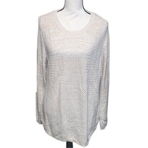 Lety & Me Josey Maternity Elbow Patch Pullover Sweater White Size XL